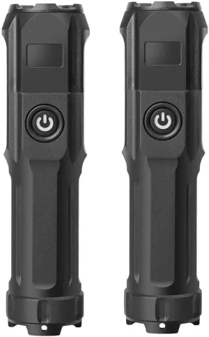 2Pcs LED Tactical Flashlight USB Rechargeable Super Bright Zoomable Torch Lamp