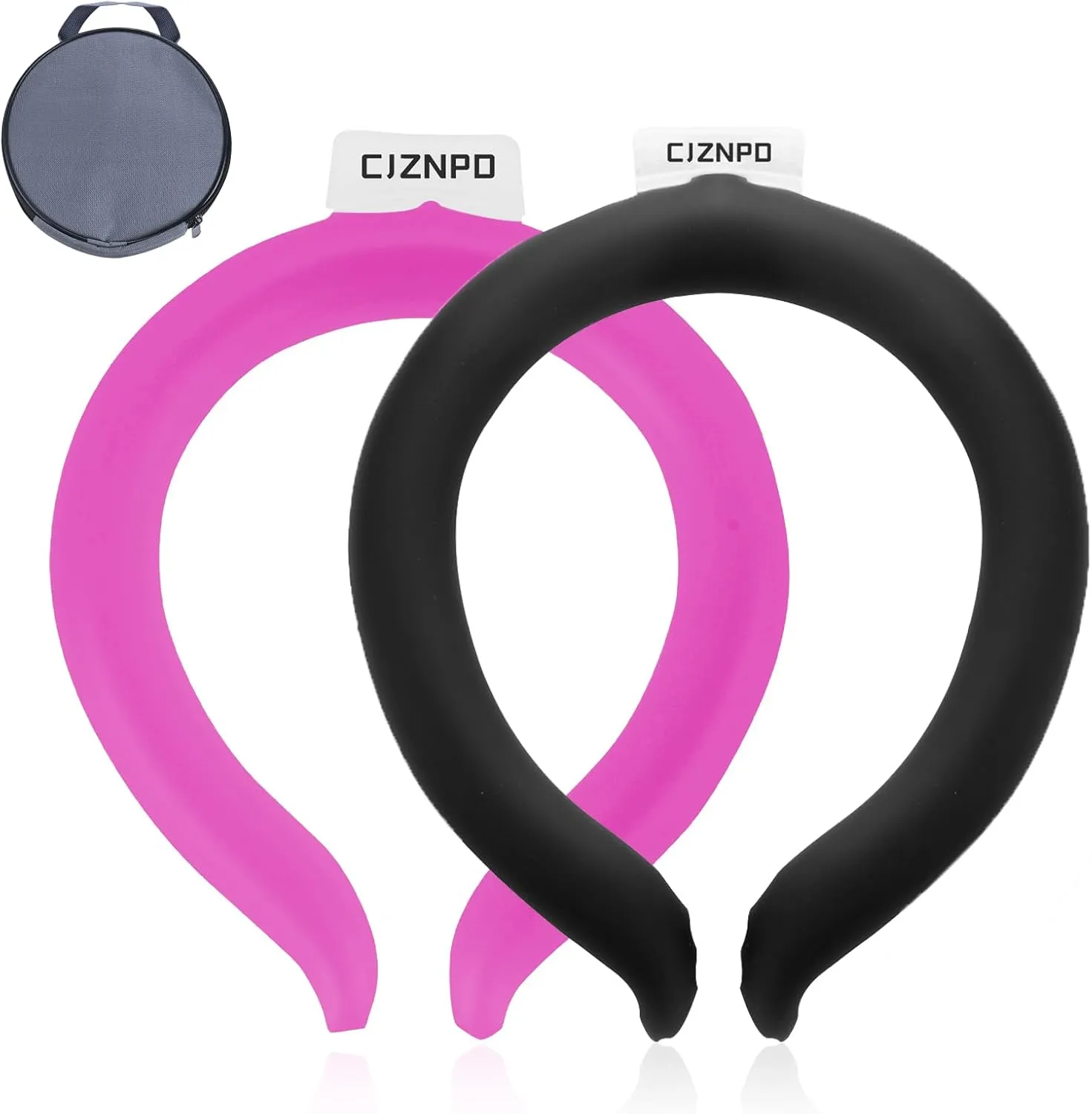 2PCS. Neck Cooler Ice Ring with Insulated Bag. Wearable Head Shoulder Cooling Tube for Hot Weather, Gel Ice Collar for Outdoor Workers, Sports. Reusable Cool Wraps, (Rose Black)