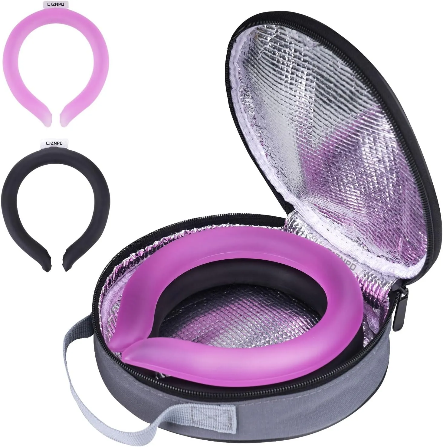 2PCS. Neck Cooler Ice Ring with Insulated Bag. Wearable Head Shoulder Cooling Tube for Hot Weather, Gel Ice Collar for Outdoor Workers, Sports. Reusable Cool Wraps, (Rose Black)