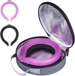 2PCS. Neck Cooler Ice Ring with Insulated Bag. Wearable Head Shoulder Cooling Tube for Hot Weather, Gel Ice Collar for Outdoor Workers, Sports. Reusable Cool Wraps, (Rose Black)