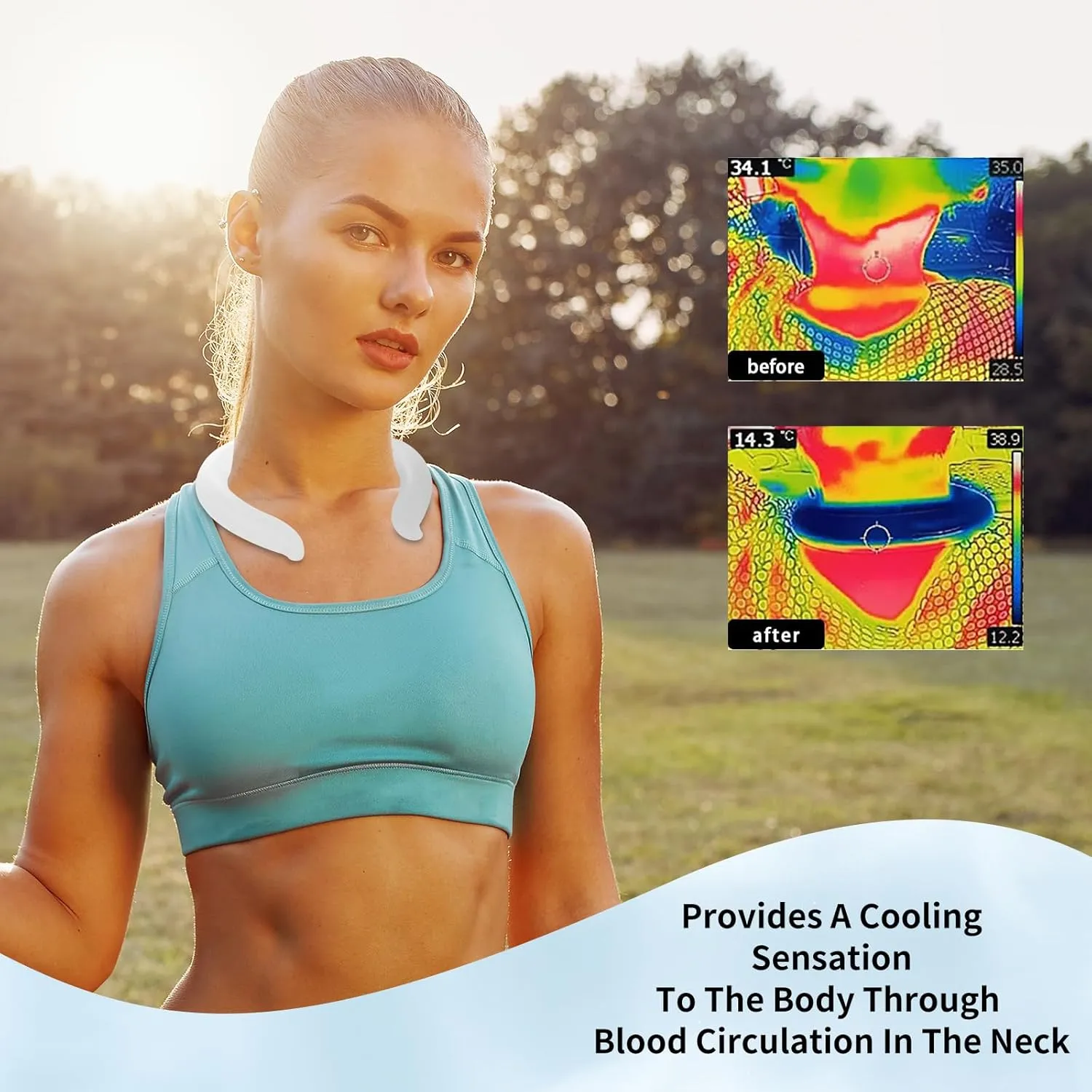 2Pcs. Neck Cooler Ice Ring with Insulated Bag. Wearable Head Shoulder Cooling Tube for Hot Weather in Summer, Gel Ice Collar for Outdoor Workers, Sports. Reusable Cool Wraps. (White*2)
