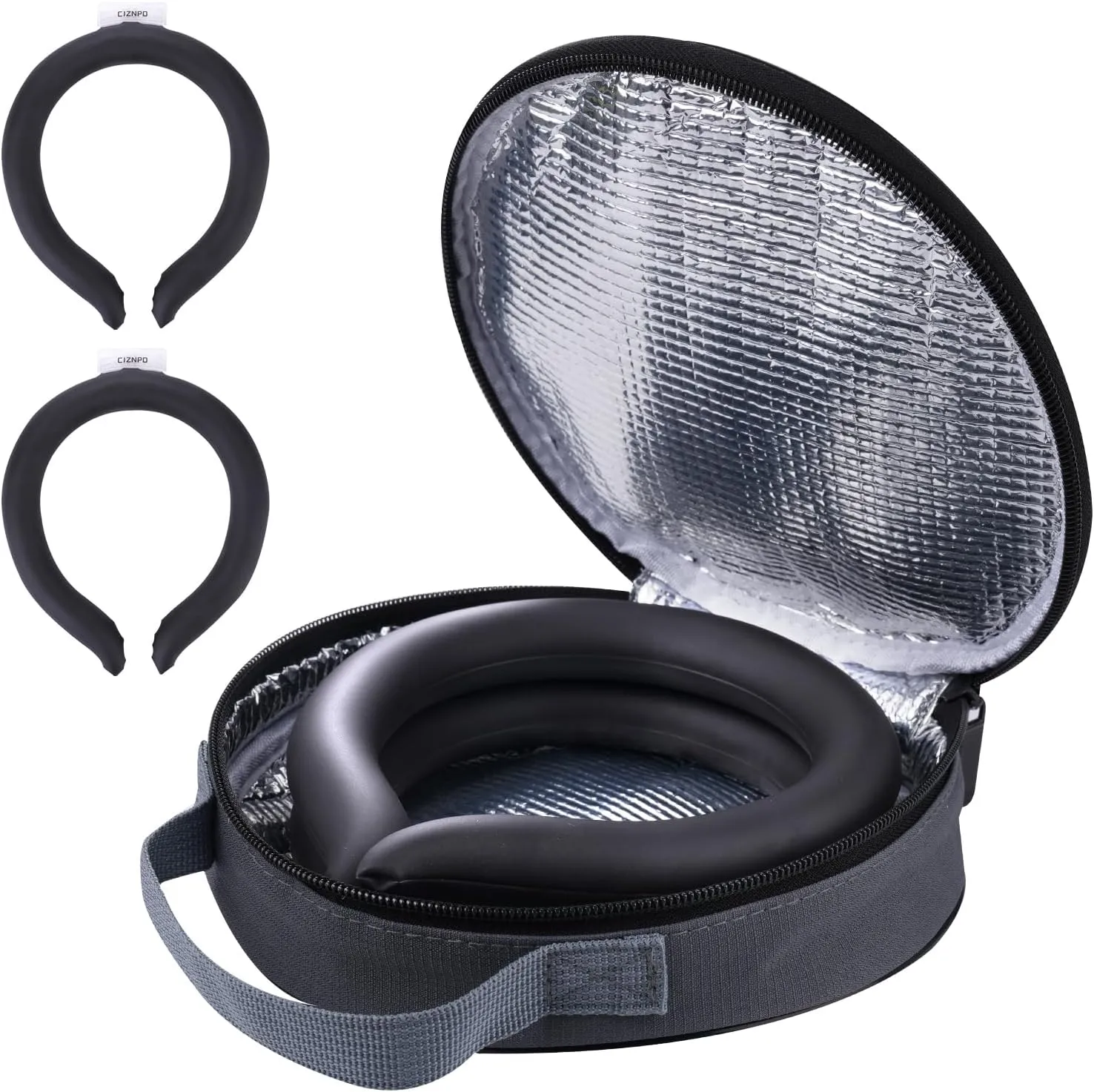 2Pcs.Neck Cooler Ice Ring with Insulated Bag. Wearable Body Cooling Tube for Hot Weather, Gel Ice Collar for in/Outdoor Workers, Sports. Reusable Cool Wraps, (Black*2)