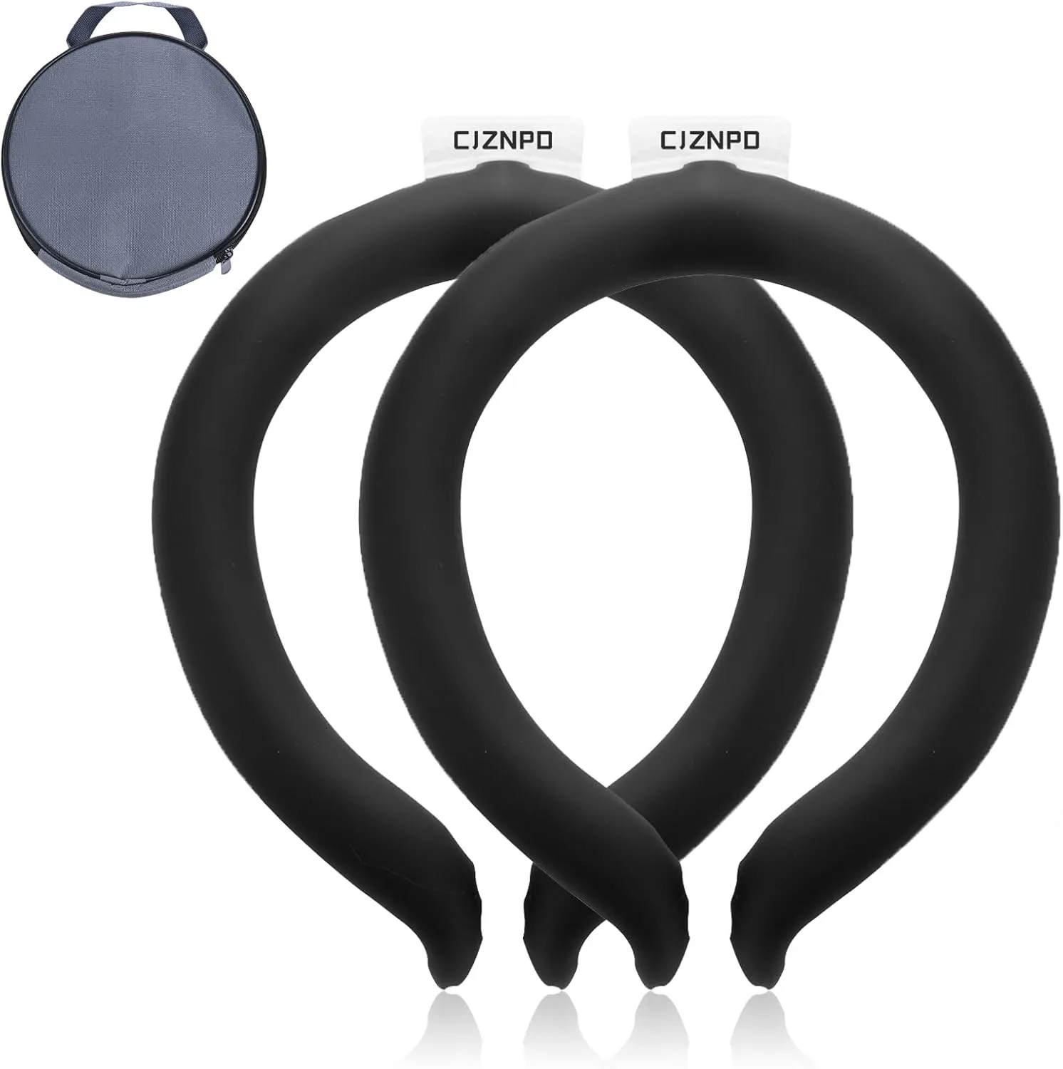 2Pcs.Neck Cooler Ice Ring with Insulated Bag. Wearable Body Cooling Tube for Hot Weather, Gel Ice Collar for in/Outdoor Workers, Sports. Reusable Cool Wraps, (Black*2)