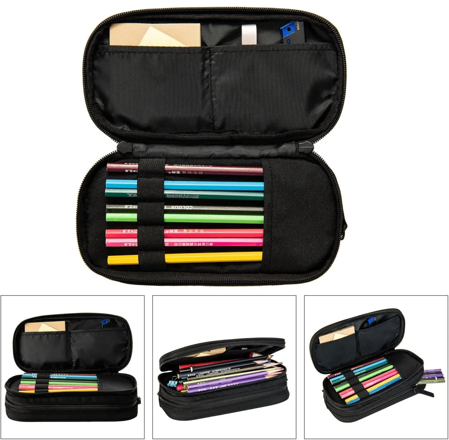 3-In-1 Backpack Bookbag Set,Black Polka Dots Print Casual Travel Backpacks,With Pencil Case Pouch, Lunch Bag