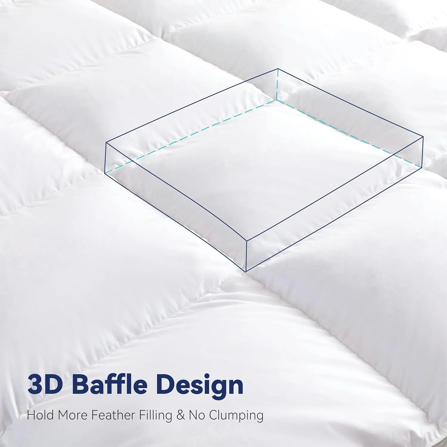 3 Inch White Goose Feather Mattress Topper,King Feather Bed Topper,Mattress Cover with Straps,Ultra Soft Pillowtop,100% Organic Cotton Fabric(78”x80”)