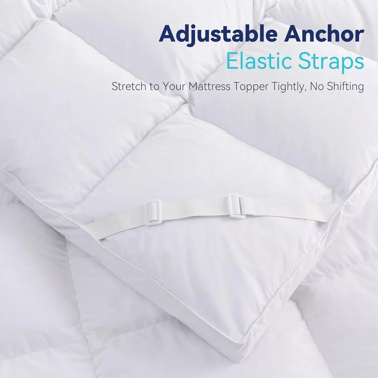 3 Inch White Goose Feather Mattress Topper,Queen Feather Bed Topper,Mattress Cover with Straps,Ultra Soft Pillowtop,100% Organic Cotton Fabric(60”x80”)
