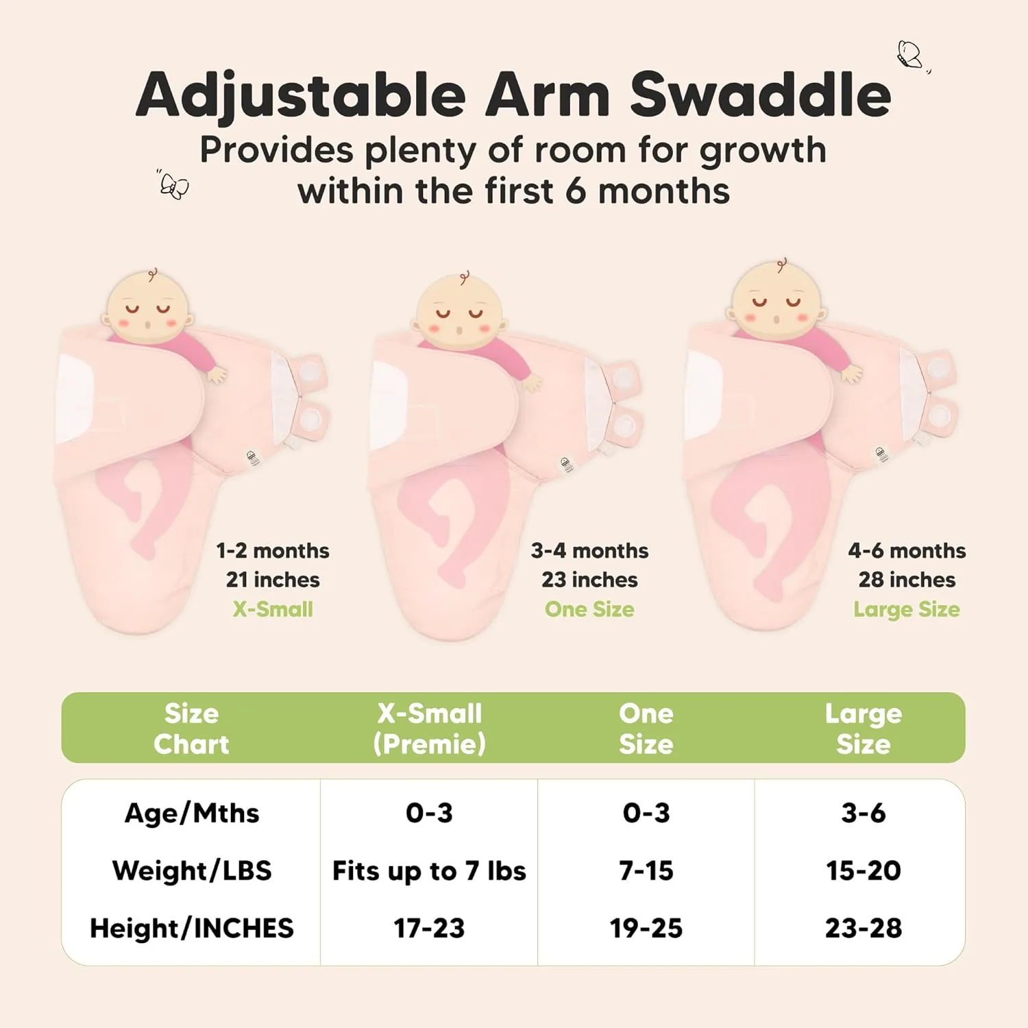 3-Pack Organic Baby Swaddle Sleep Sacks - Swaddles for Newborns, Infant 0-3 Months, Baby Girls, Boys, Soft & Snug Newborn Sleep Sack, Nursery Swaddling Blankets (Angelic)