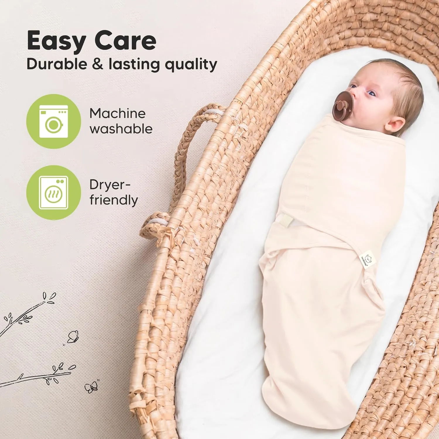 3-Pack Organic Baby Swaddle Sleep Sacks - Swaddles for Newborns, Infant 0-3 Months, Baby Girls, Boys, Soft & Snug Newborn Sleep Sack, Nursery Swaddling Blankets (Angelic)