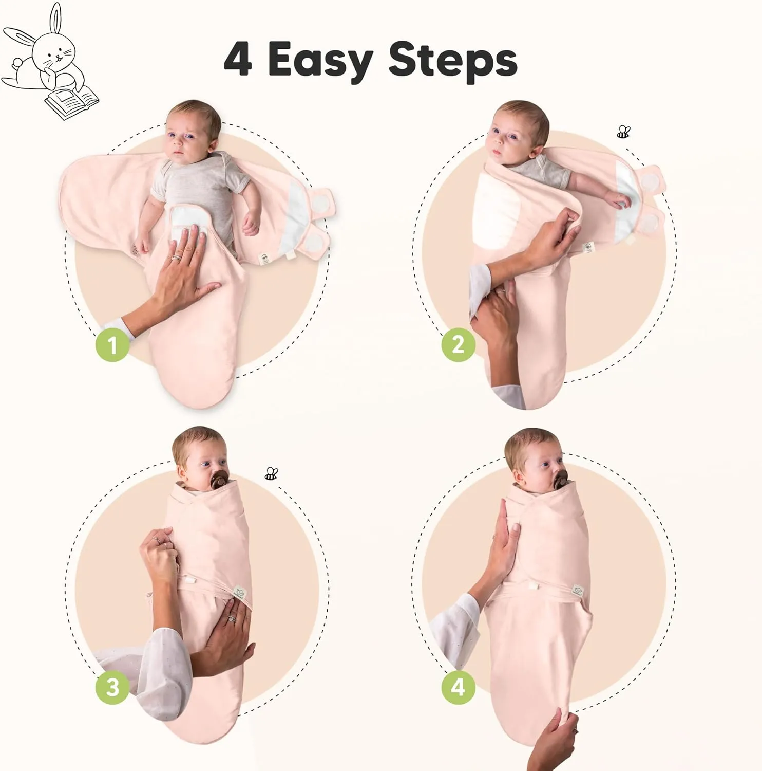 3-Pack Organic Baby Swaddle Sleep Sacks - Swaddles for Newborns, Infant 0-3 Months, Baby Girls, Boys, Soft & Snug Newborn Sleep Sack, Nursery Swaddling Blankets (Angelic)