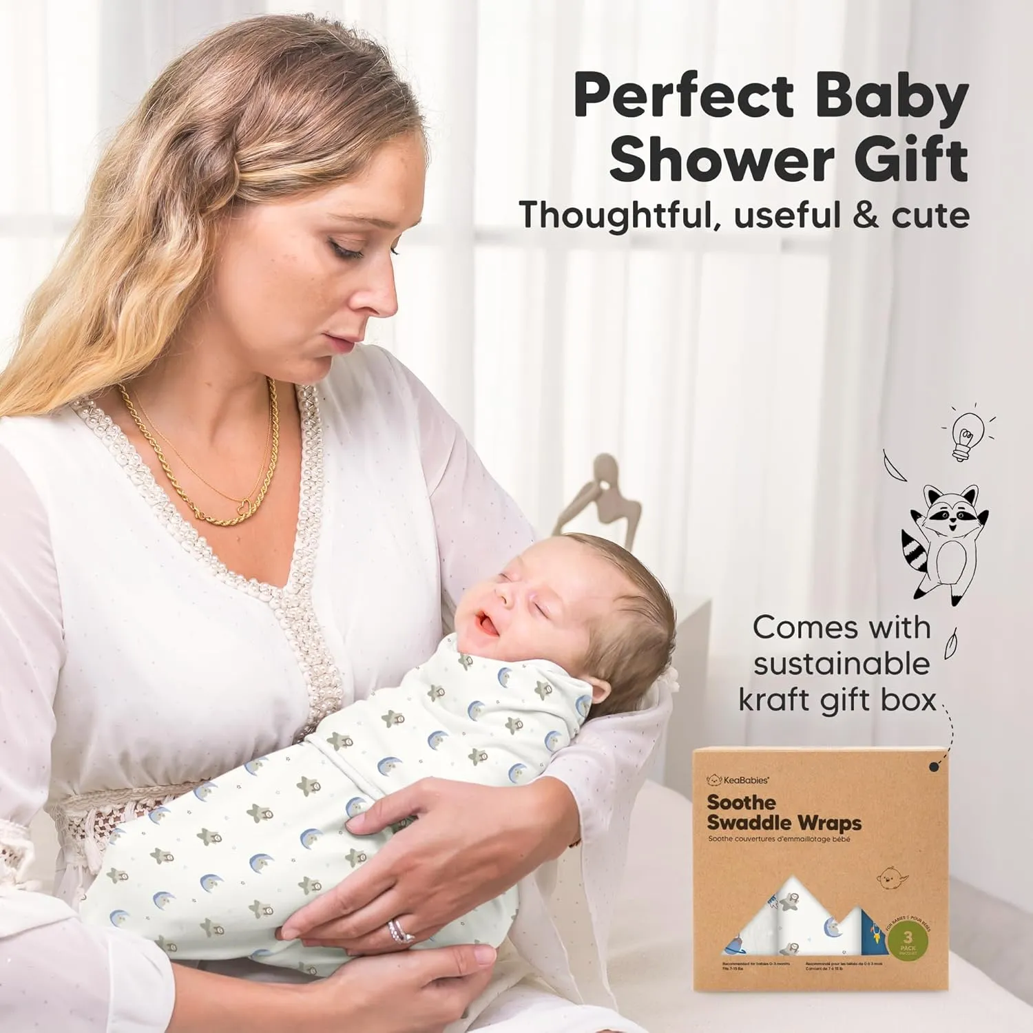 3-Pack Organic Baby Swaddle Sleep Sacks - Swaddles for Newborns, Infant 0-3 Months, Baby Girls, Boys, Soft & Snug Newborn Sleep Sack, Nursery Swaddling Blankets (Cosmo)