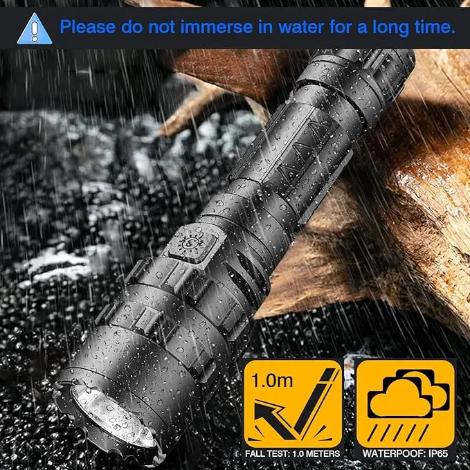 3000 Lumens Picatinny Flashlights, Tactical Flashlight with Picatinny Rails Mount and Pressure Switch, 5 Modes Rifle Flashlight USB Rechargeable Light for Outdoor Hiking