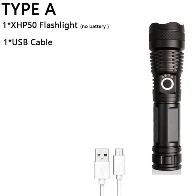 350000cd XPH90 70 50 LED Powerful Rechargeable Tactical Handled EDC Flashlight cob Bike Camping Underwater Search Portable Light