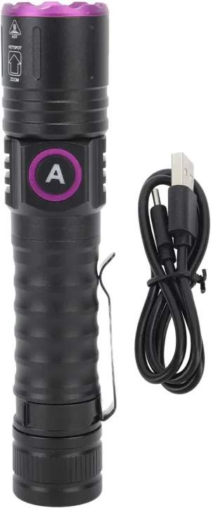 395nm, Portable Handheld Rechargeable Flashlight with Zoomable Lens, for Detecting Dog Urine Pet, Antique Identification, Curing and More