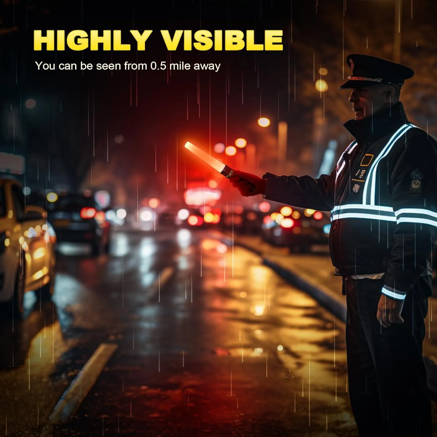 4 Pack Rechargeable Traffic Wand, 11 Inch LED Traffic Control Flashlight, Small Orange Safety Baton with 5 Flashing Modes, Air Marshaling Wand for Airport, Parking Directing