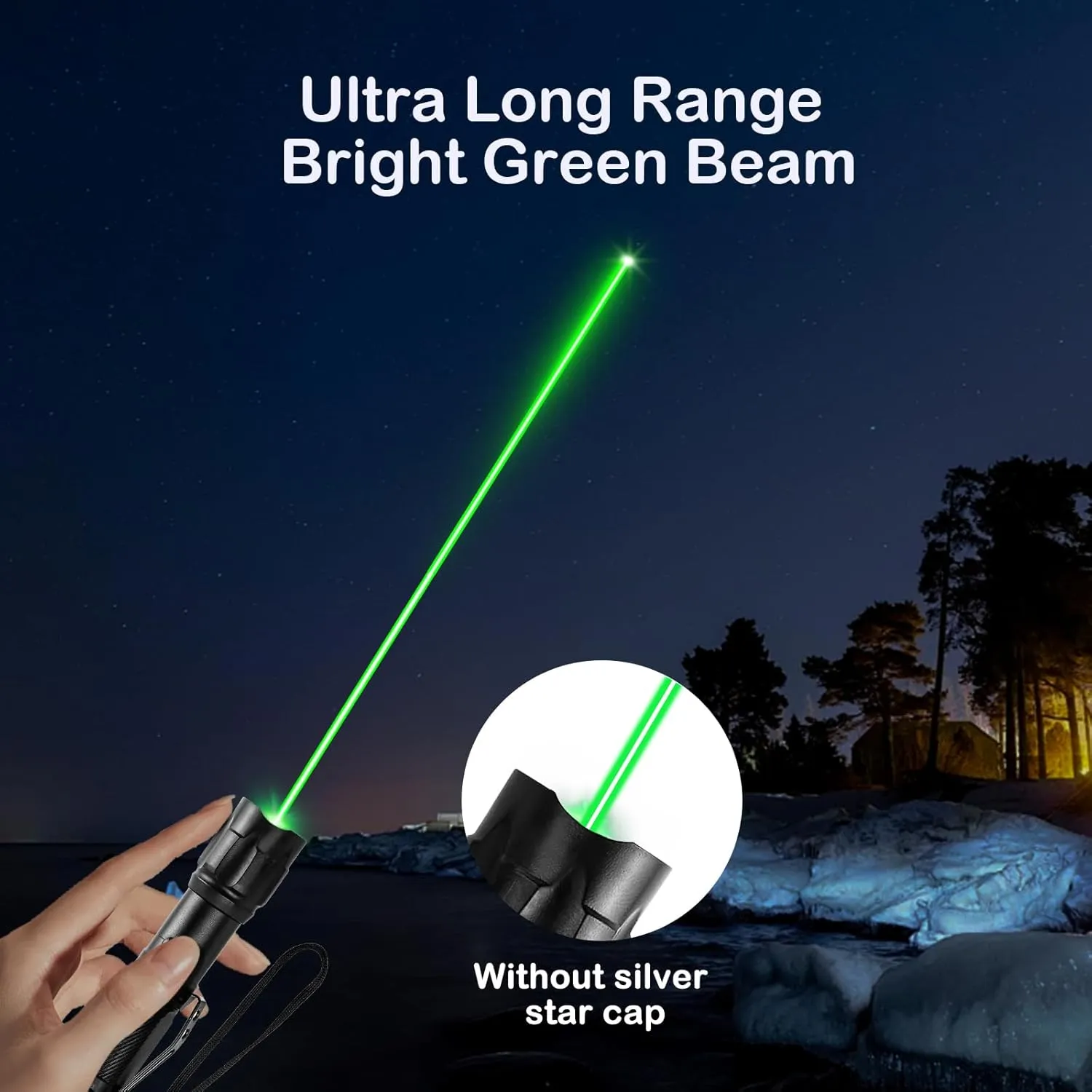 [4 Packs] Green Light Handheld Flashlight Rechargeable, Long Range Adjustable Focus Tactical Beam for Outdoor Journeys, Camping, Presentations, TV/LED/LCD Screens, and Stargazing