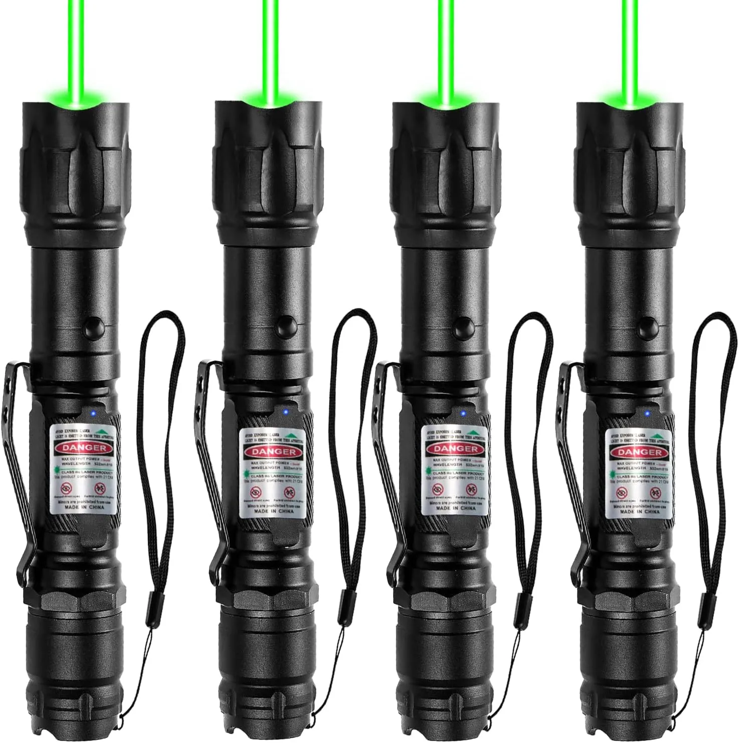 [4 Packs] Rechargeable Green Light Flashlight Long Distance Range for TV/LED/LCD Screens Tactical Flashlights Presentation Office/Outdoors/Astronomic/Construction [005]