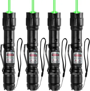 [4 Packs] Rechargeable Green Light Flashlight Long Distance Range for TV/LED/LCD Screens Tactical Flashlights Presentation Office/Outdoors/Astronomic/Construction [005]