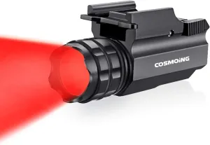 400 Yards Gun Flashlight Red/Green/White LED Tactical Rail Mounted with Quick Release, Fits Glock Taurus Ruger Springfield H&K S&W