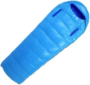 400g Filling White Goose Down Mummy 3-4 Season Sleeping Bag 0°C Warm Lightweight Outdoor Camping Hiking for Adults,Blue