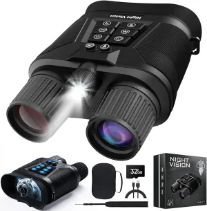 4K Night Vision Goggles Night Vision Binoculars for Adults with 3" HD Screen, Adjustable Flashlight, 5000mAh Rechargable Battery, 8X Digital Zoom, 1968FT Viewing Range,32GB Card