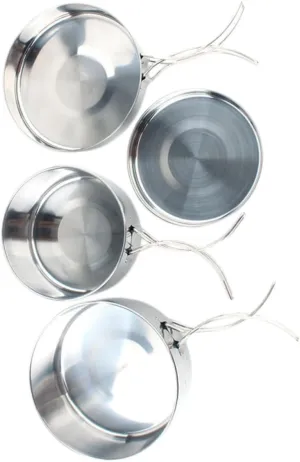 4pcs Stainless Steel Cookware Set Portable Cooking Supplies for Outdoor Camping Hiking and Backpacking High-Temperature Resistance for People