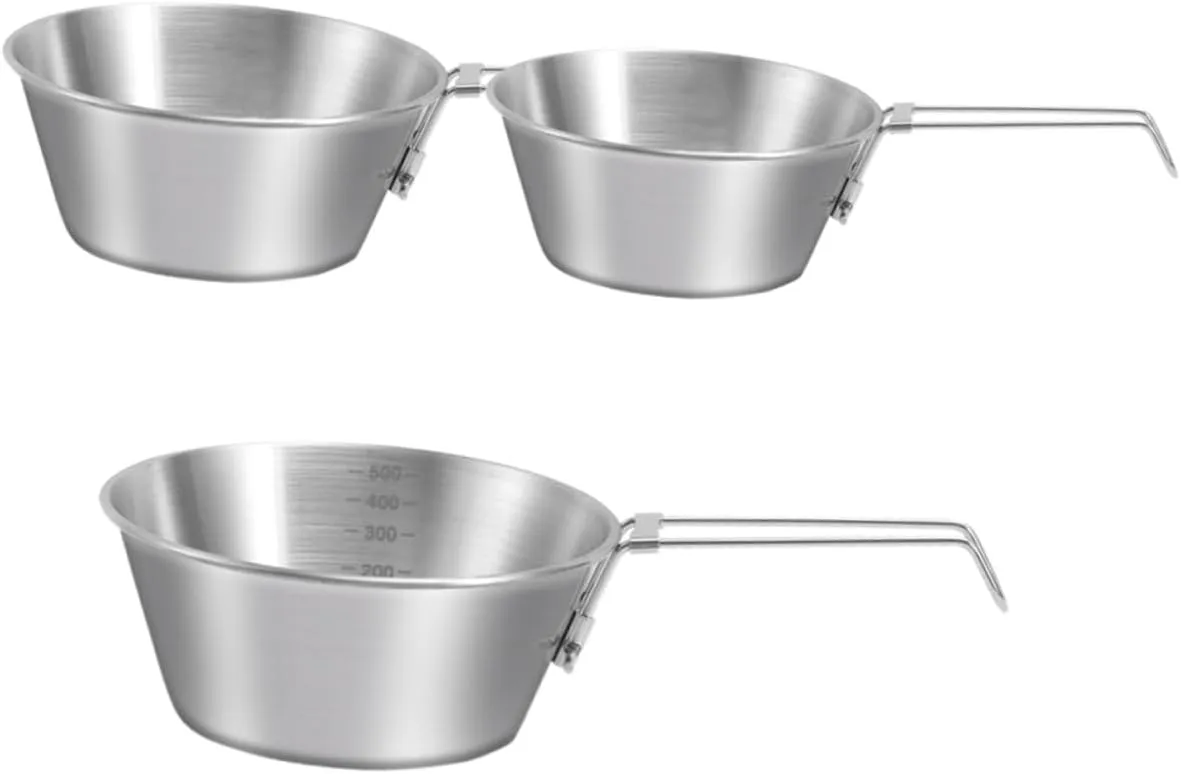 4sets Stainless Steel Camping Bowl Collapsible Mixing Bowl for Camping Hiking Portable Dish Set 3pcs*4