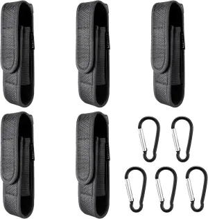 5-Pack Flashlight Holster T307 Tactical Flashlight Holster Suitable for flashlights with a Length of 5.5"-6.2" or a Diameter of 32mm, to a Length of160mm Adjustable Thick and Durable Flashlight Pouch