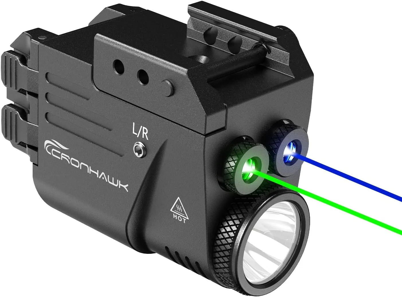 500 Lumen Blue Green Laser Light for Pistol, Rechargeable Rail Mounted Flashlight Laser Combo for Picatinny Rail, Magnetic Charging
