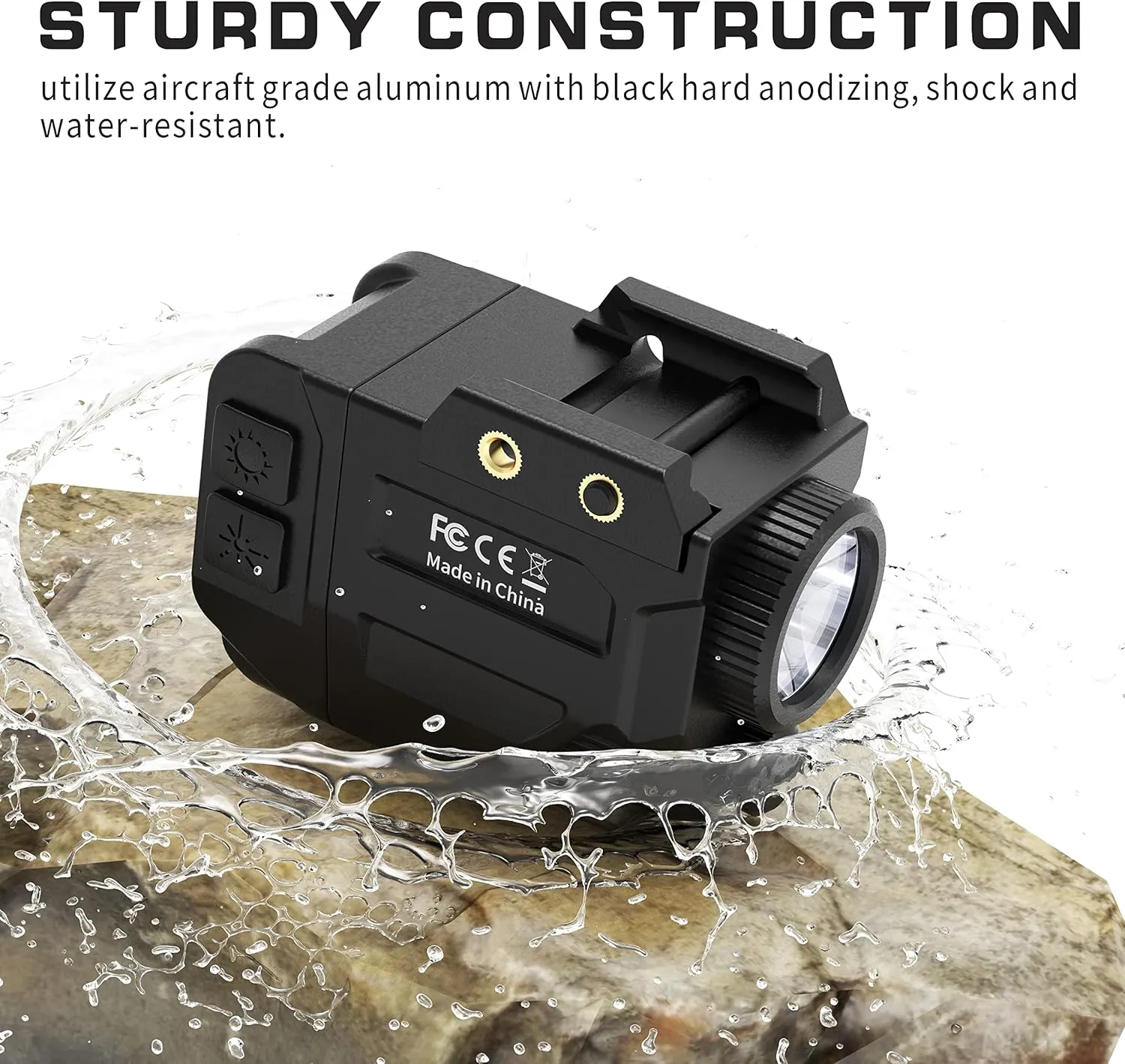 500 Lumens Tactical Weapon Flashlights Laser Sight - Rail-Mounted Light and Red Laser Light Combo for Pistol with Picatinny Rail and GL Rails - Magnetic Charging Port