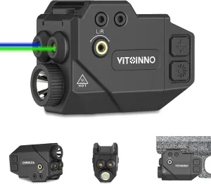 500lm Pistol Light and Blue Green Laser Combo,Slidable Weapon Light and Laser Beam for Guns with Picatinny