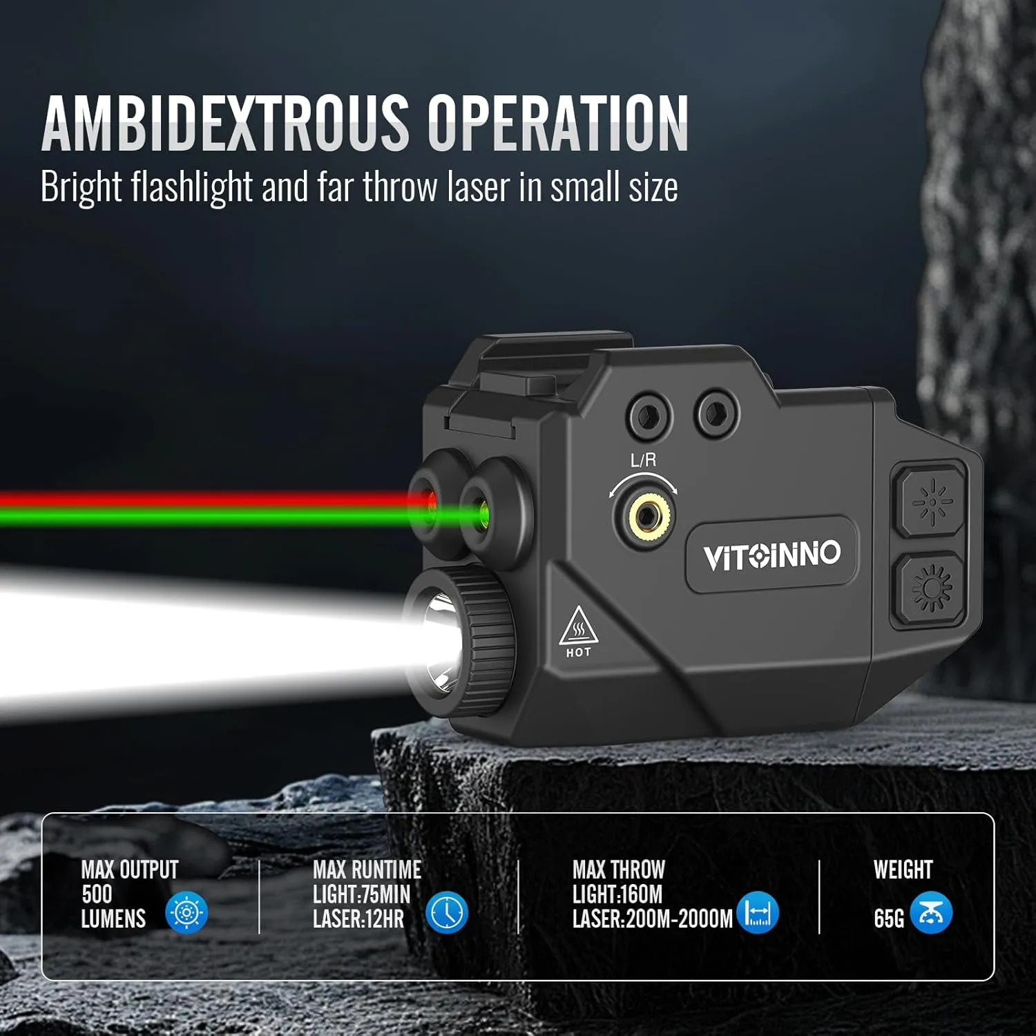 500lm Pistol Light and Red Green Laser Combo,Slidable Weapon Light and Laser Beam for Guns with Picatinny (Red and Green)