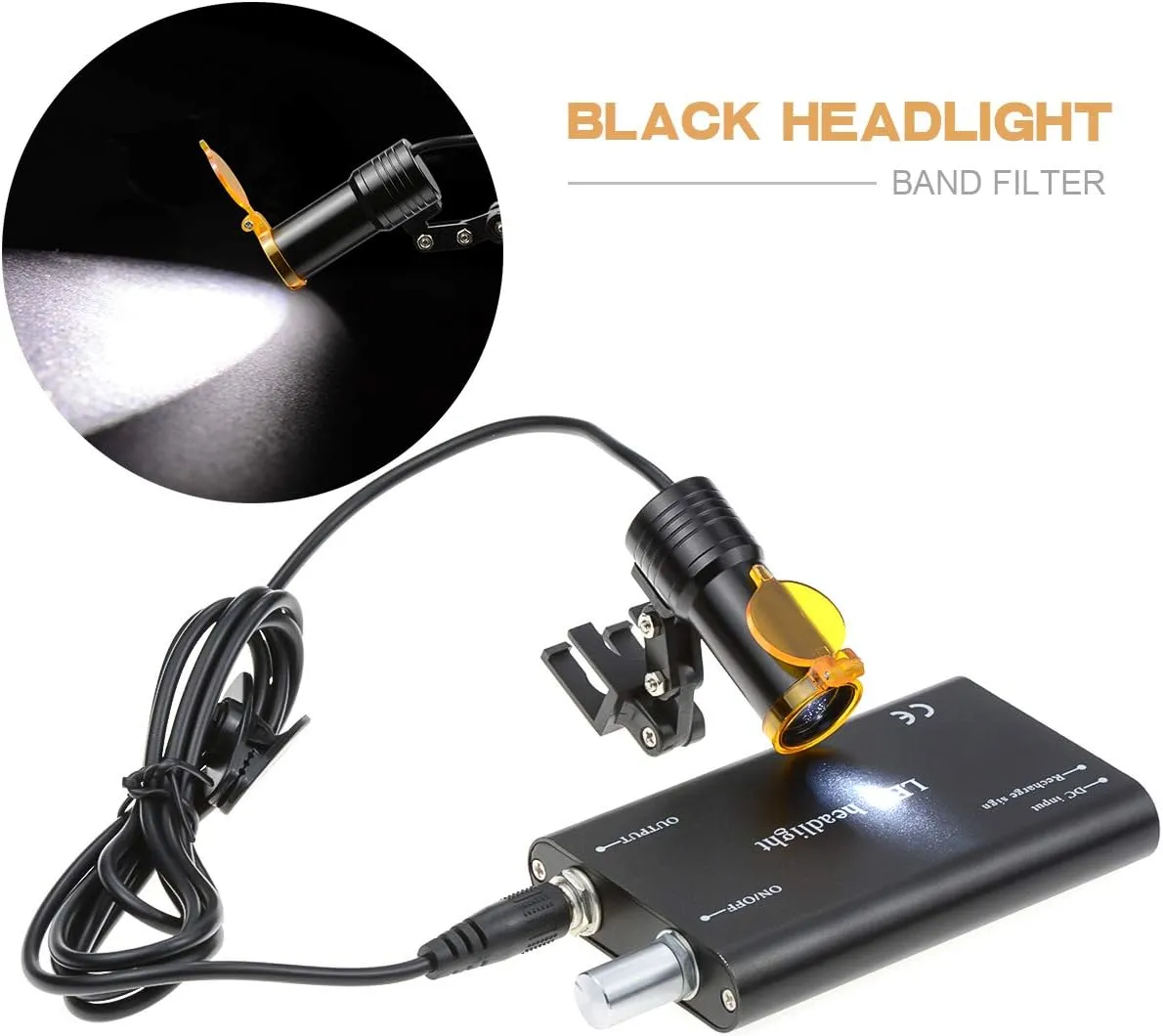 5W LED Portable Head Lamp Headlight,Headlamp with Insert Clip Filter for Binocular Loupes (Black), RA-007KSJZ