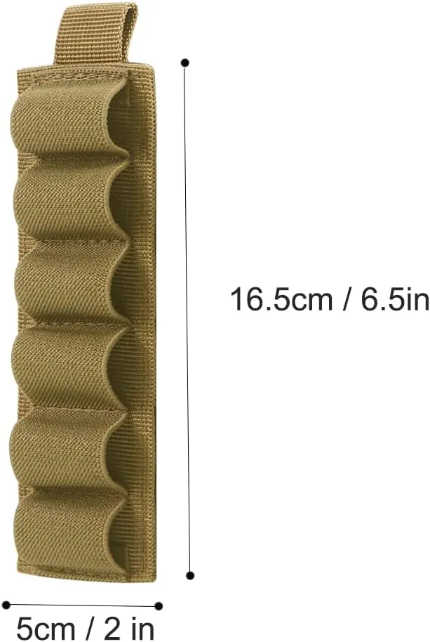 6 Packs 6 Rounds Shell Card Holder for Rifle Shotgun Cartridge Ammo 12/20 Gauge Shell Carrier Buttstock Organizer MOLLE Utility Pouch Hook and Loop