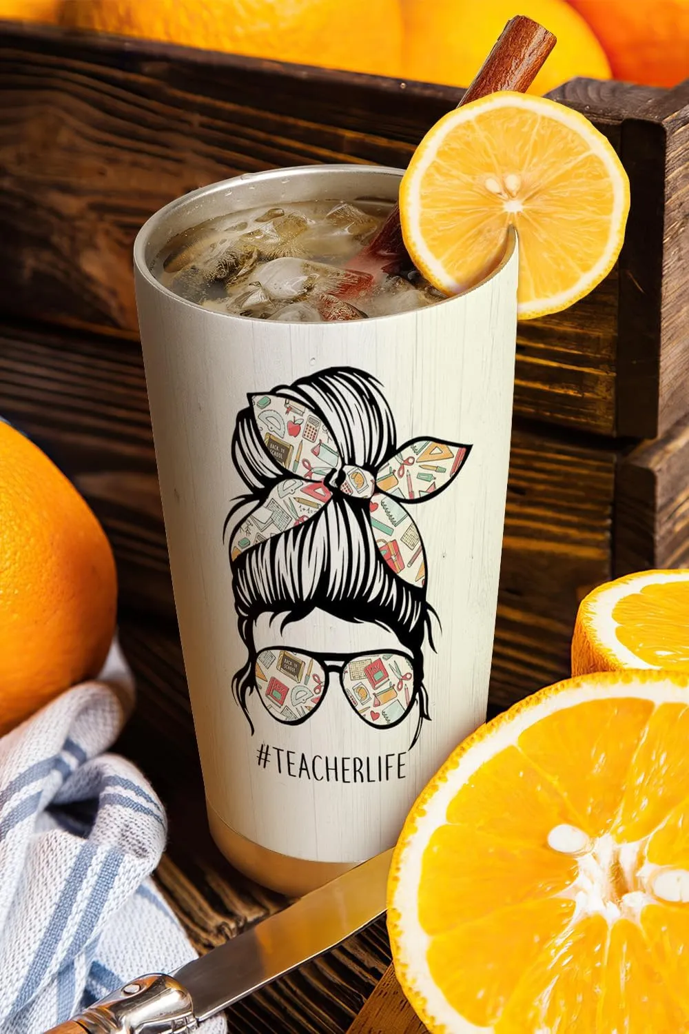 64HYDRO 20oz Teacher Life Facts, Gift For Teachers, Teachers Inspiration Tumbler Cup with Lid, Double Wall Vacuum Thermos Insulated Travel Coffee Mug - ACAA1504009Z