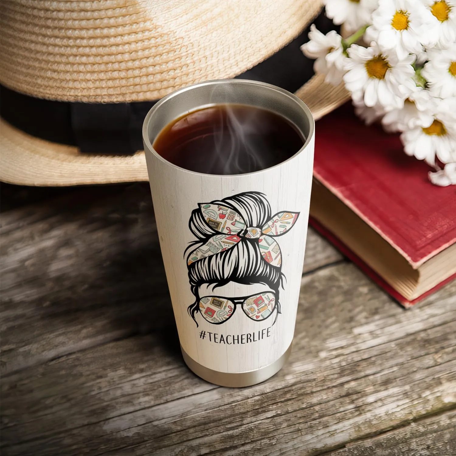 64HYDRO 20oz Teacher Life Facts, Gift For Teachers, Teachers Inspiration Tumbler Cup with Lid, Double Wall Vacuum Thermos Insulated Travel Coffee Mug - ACAA1504009Z