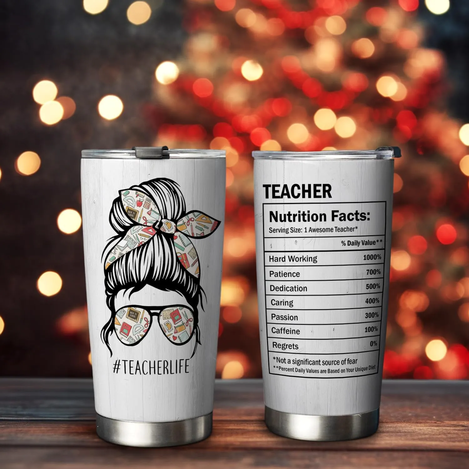 64HYDRO 20oz Teacher Life Facts, Gift For Teachers, Teachers Inspiration Tumbler Cup with Lid, Double Wall Vacuum Thermos Insulated Travel Coffee Mug - ACAA1504009Z
