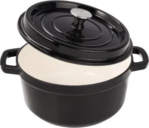 6.5 Quart Enameled Cast Iron Dutch Oven Pot with Lid, Dual Handle for Bread Baking, Pre-Seasoned Cookware, Heavy-Duty, Oven Safe up to 500° F, Non-stick & Applicable All Cookings,Black