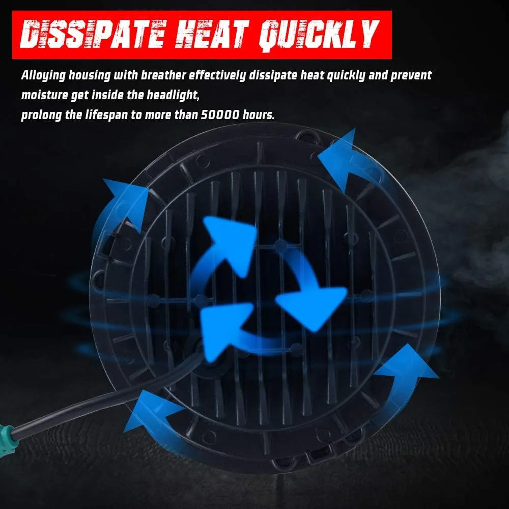 7 Inch LED Motorcycle Headlight Compatible with Harley Davidson Street Glide Road King Electra Glide Fat Boy Heritage Softail Deluxe Ultra Limited Classic Switchback Projector LED Headlamp