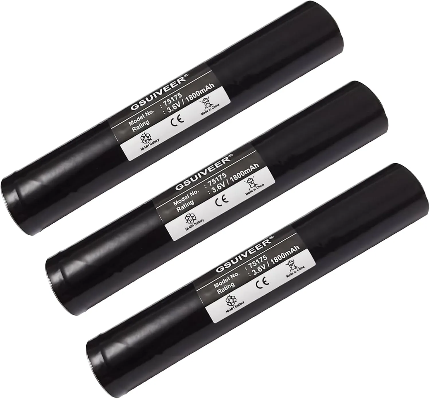 75175 Rechargeable Battery 3.6V 1800mAh Ni-CD Compatible with Streamlight Stinger 75175 75375 75300 75500 75810 76000 76300, PolyStinger, Pelican M9, FL126 Flashlight (3 Pack 75175 Battery)