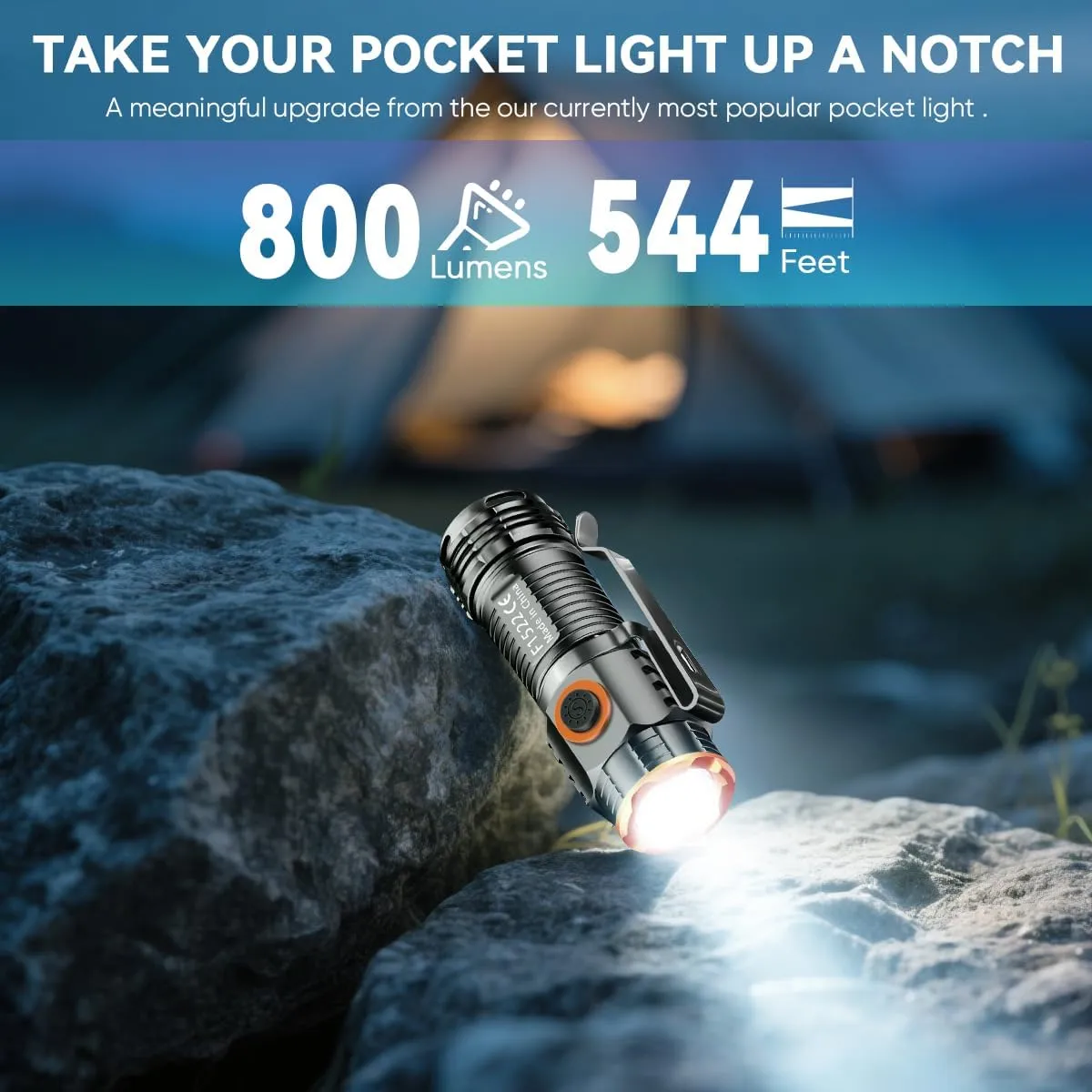 800 Lumen EDC Rechargeable Flashlight - 2 Pack - Ultra Bright, Compact, Waterproof & Magnetic - Ideal for Camping, Hiking, Outdoor & Emergency Use