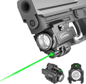 800 Lumens Pistol Green Beam & Light Combo for Picatinny Rail, USB-C Rechargeable Handgun Compact LED Flashlight with Strobe Function