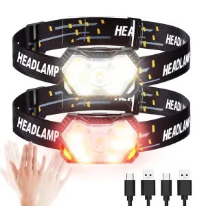 9 LED Strong Light Headlamp, 2000 Lumen, USB Rechargeable, Motion Sensor, Portable for Fishing, Camping, and Outdoor Work