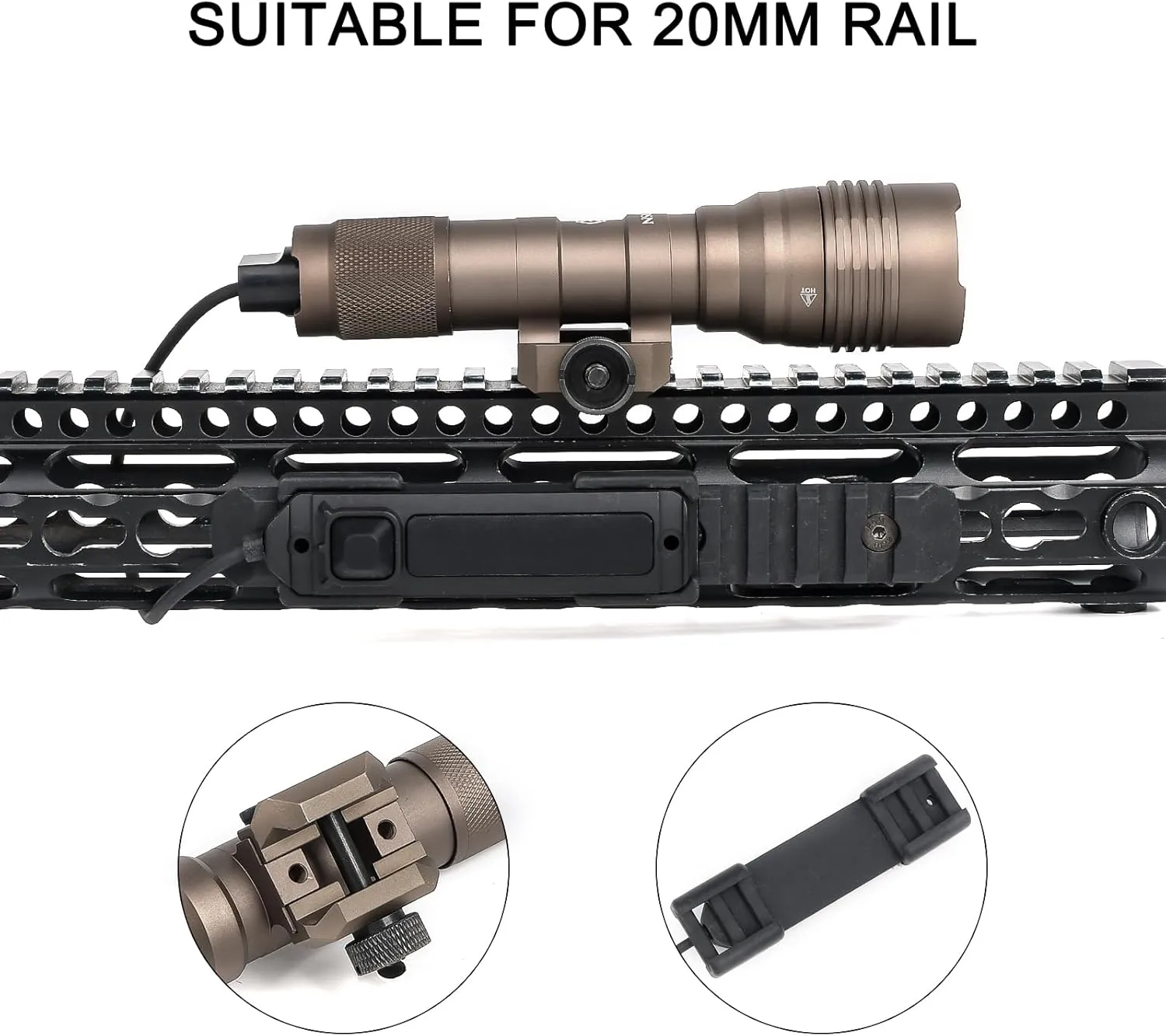 900 High Lumens Tactical Flashlight, with Strobe/Steady/Momentary Modes, with Remote Pressure Switch for Outdoor Sport Adventure