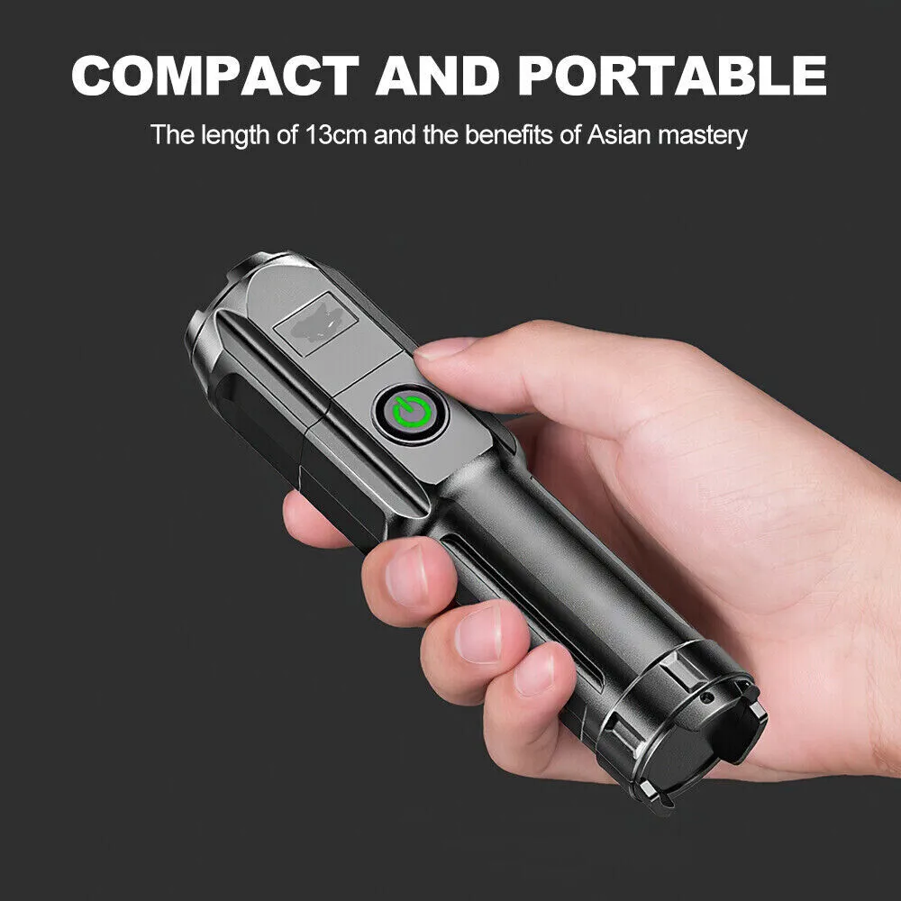 990000LM Torch CREE Led Flashlight USB Rechargeable Tactical Camp Zoomable Lamp