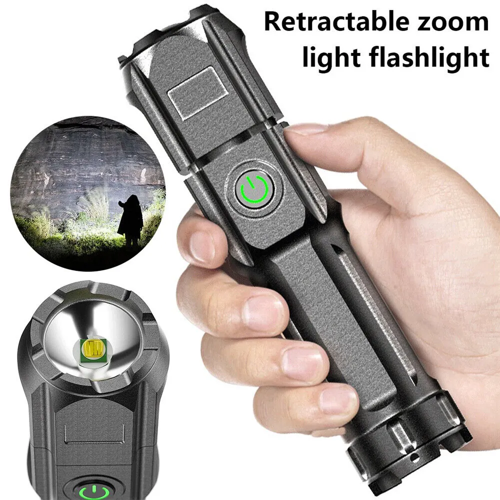 990000LM Torch CREE Led Flashlight USB Rechargeable Tactical Camp Zoomable Lamp