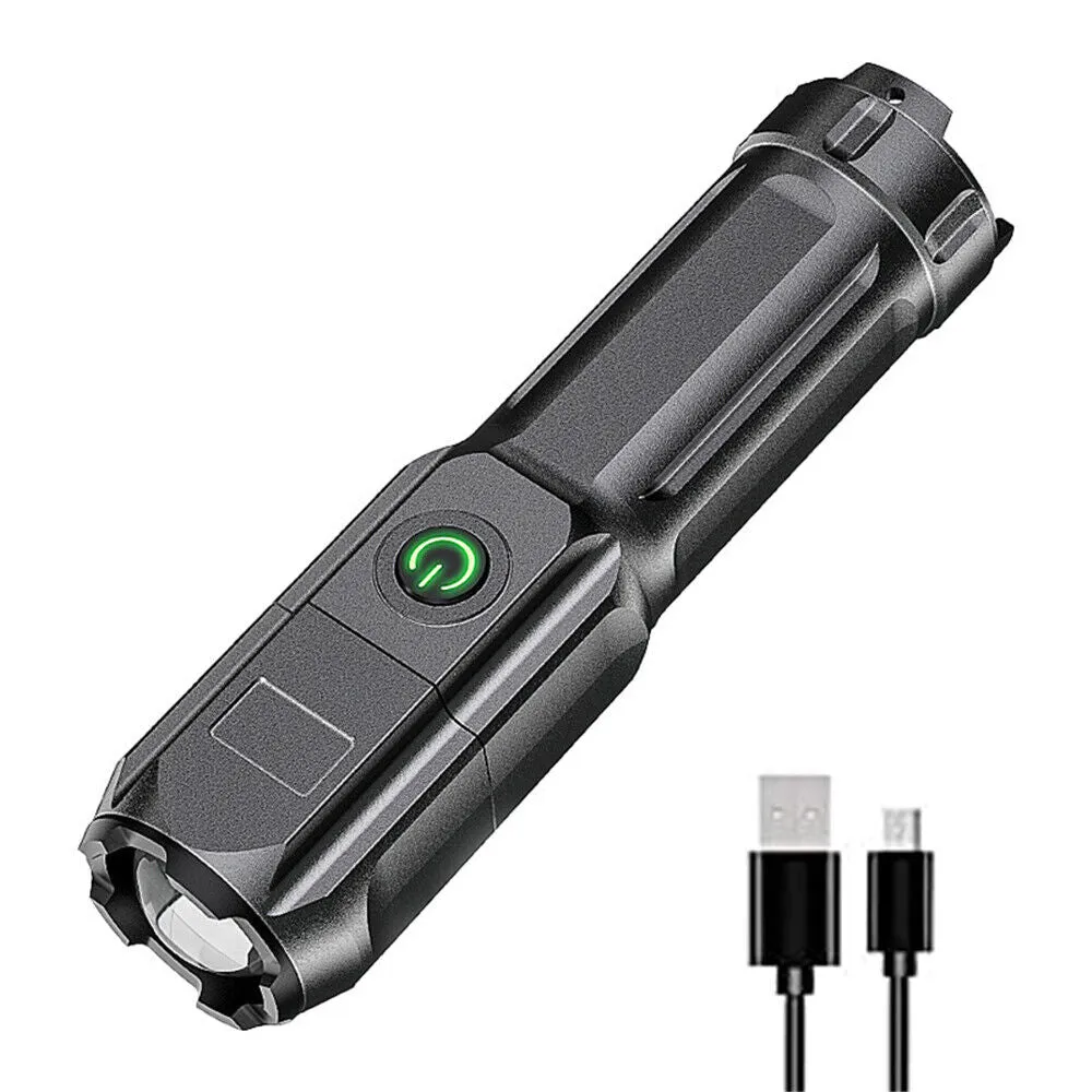 990000LM Torch CREE Led Flashlight USB Rechargeable Tactical Camp Zoomable Lamp