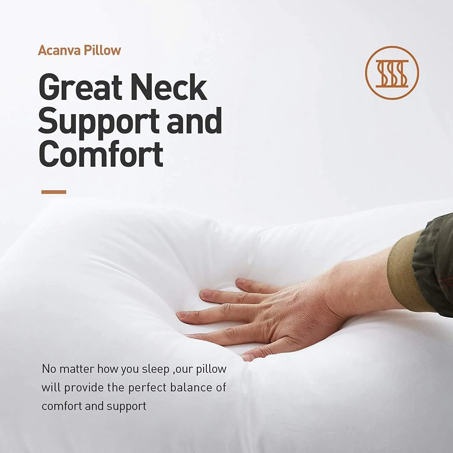 Acanva Bed Pillows, Hotel Collection Inserts for Sleeping-with Super Soft Plush Fiber Fill, Breathable and Comfortable for Stomach Back Sleepers, Queen (Pack of 2), White 2 Count