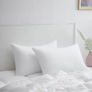 Acanva Bed Pillows, Hotel Collection Inserts for Sleeping-with Super Soft Plush Fiber Fill, Breathable and Comfortable for Stomach Back Sleepers, Queen (Pack of 2), White 2 Count