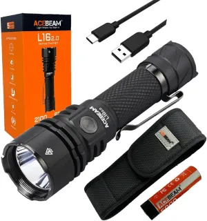 ACEBEAM L16 2.0 Flashlight Luminus SFT-40-2100 Lumens w/Eco Sensa Charging Cable