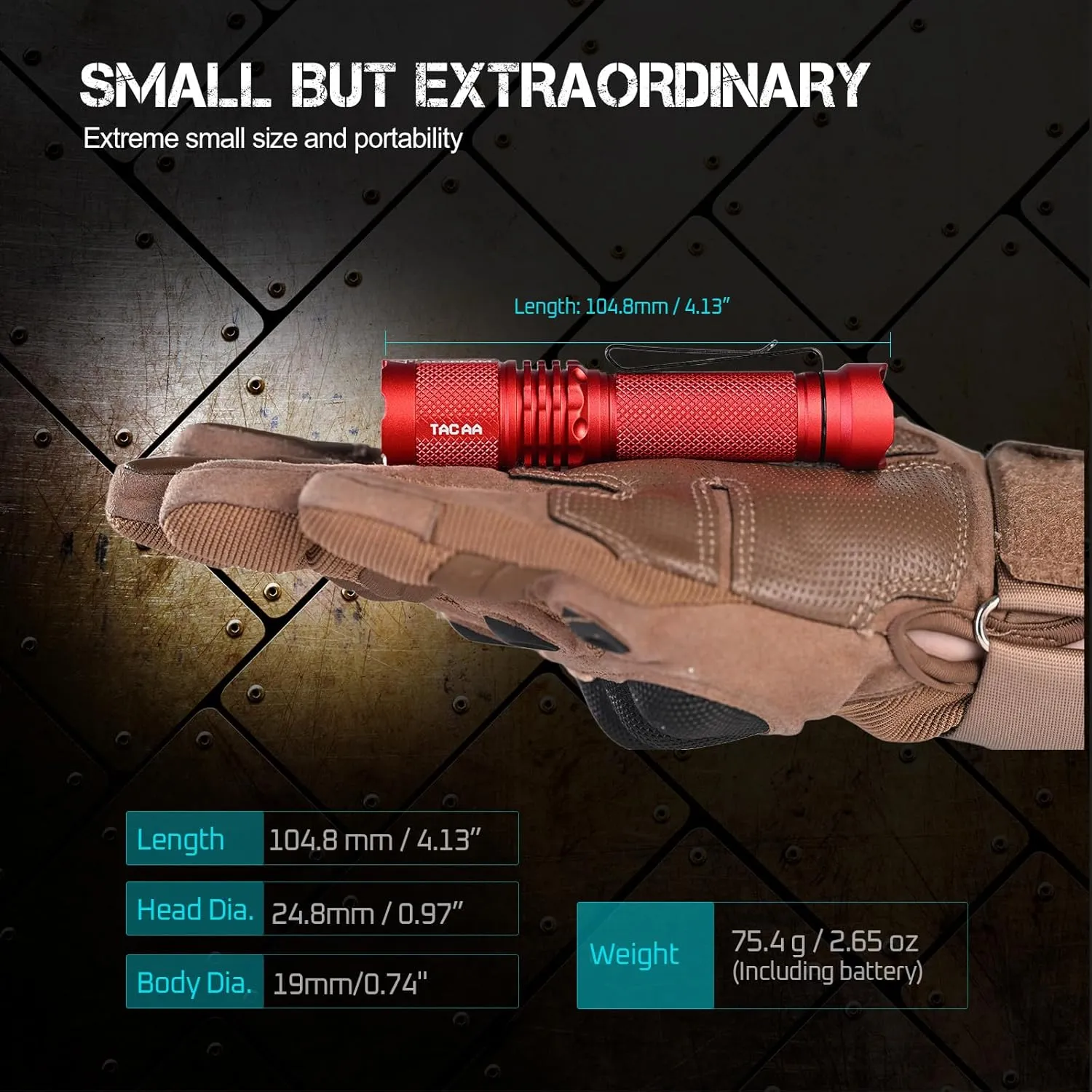 ACEBEAM TAC AA 2.0 Longest-Range AA Flashlight 360 Meters, 900 High Lumens Tactical EDC Flashlight Rechargeable, 6 Modes Pocket LED Flashlight, Super Bright Small Mini Flashlight, Red Color